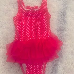 Girls pink poka dot bathing suit